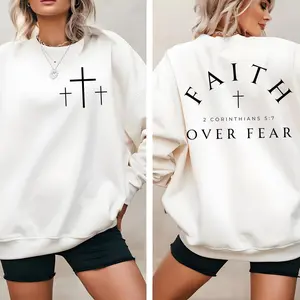 Faith Over Fear Sweatshirt, Inspirational Quotes T-Shirt, Minimal Christian Cross Hoodie, Bible Verse Shirts, Religious Sweater, Faith Sweatshirt, Jesus Hoodie, Couple & Family Matching Shirt, Jesus Lover Sweatshirts