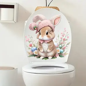 Easter Theme Cute Knitted Hat Rabbit Sticker, Large Size Spring Atmosphere Decorative Paper, Party Decoration Multi-Functional Stickers