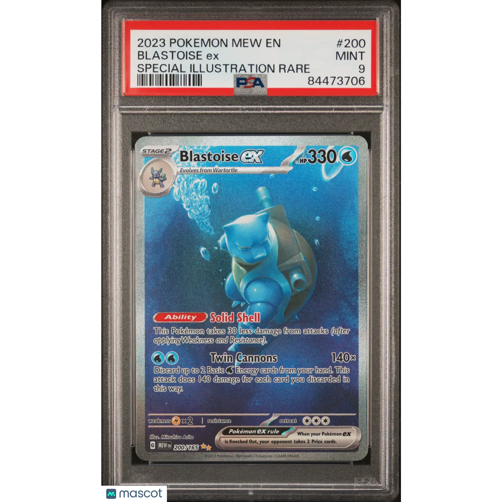 Blastoise EX #200 Special Illustration Rare 2023 Pokemon Mew EN-151 PSA 9