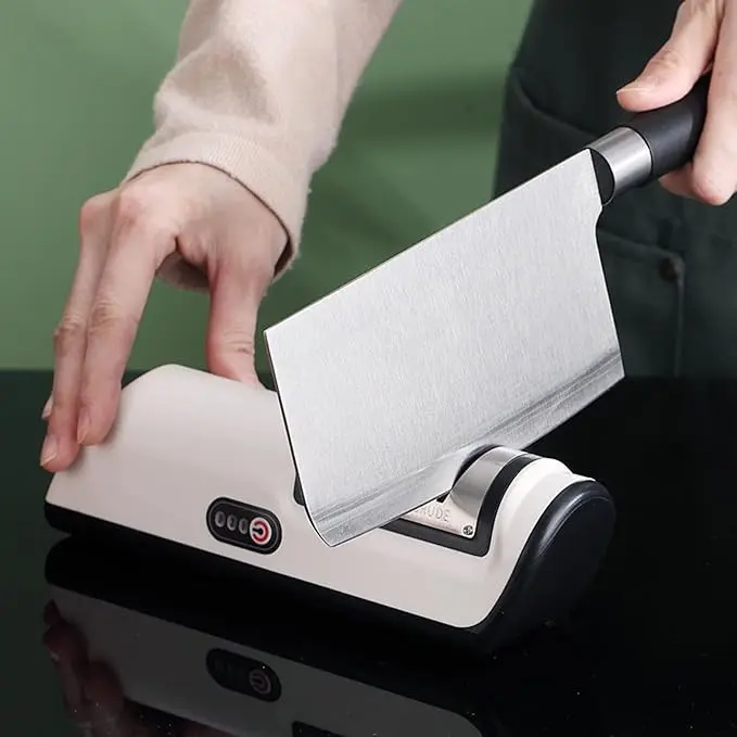 Automatic electric knife sharpener with anti-slip rubber blocks, USB rechargeable handheld sharpener, 2-stage knife sharpener, portable kitchen knife sharpener, kitchen knife sharpener. Blade Sharpening