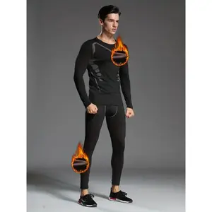 8pcs Set Men's Thermal Underwear with Plush Lining, Moisture-Wicking Long Sleeve Top & Legging Suit for Fall/Winter Sports, Tight-Fit Athletic Base Layer Running, Gym, Cycling, Hiking, Skiing And Casual Wear