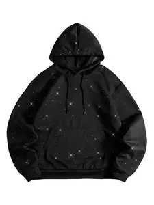 Unisex Streetwear Hoodie with Trendy Design Features Fine Glitter Details that Sparkle Available in Various Colors for Stylish Outfits