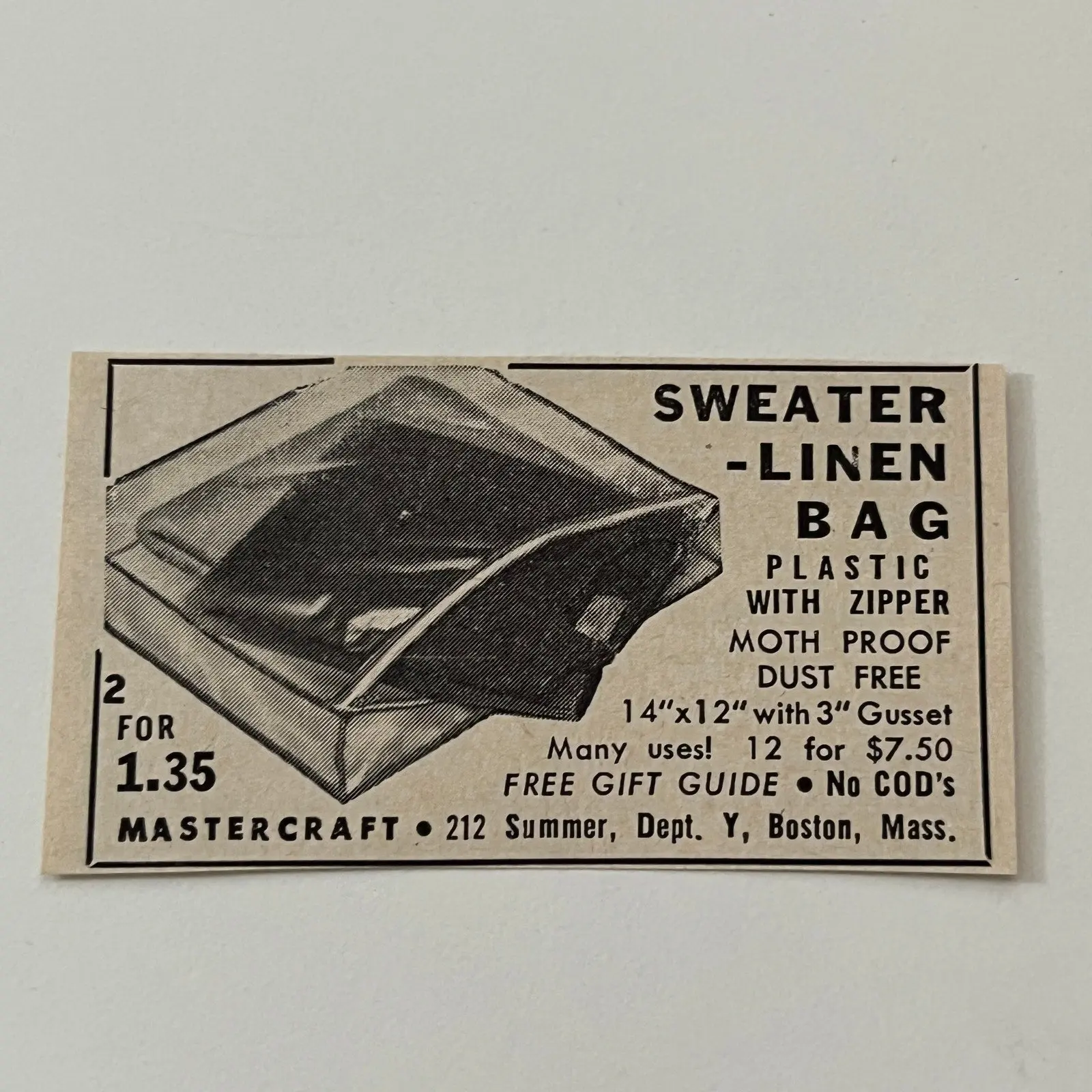 Mastercraft Sweater-Linen Bag Boston MA 1952 Yankee Magazine Ad SAG5-S3