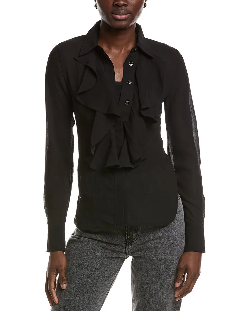 GANNI Chiffon Ruffle Shirt