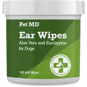 Dog Ear Cleaner Wipes - Otic Cleanser for Dogs to Stop Ear Itching, and Infections with Aloe and Eucalyptus - 100 Count
