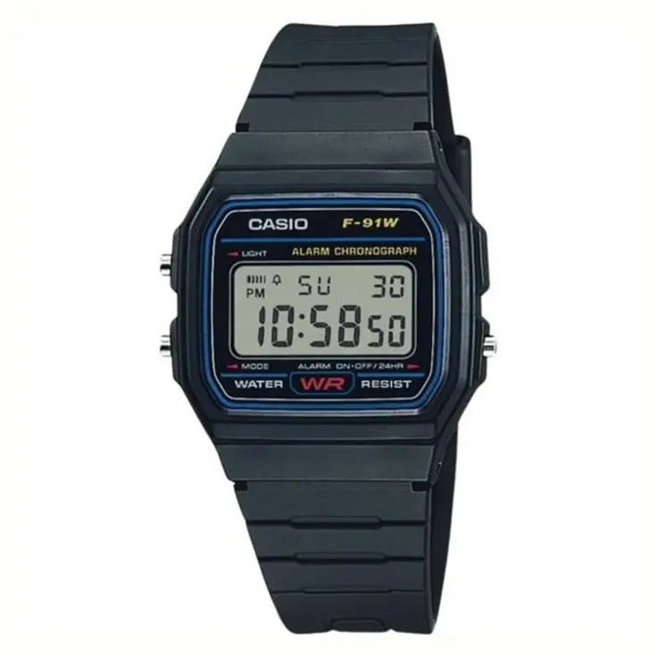 Casio F-91W Digital Watch with Alarm Chronograph Water Resist Black Strap