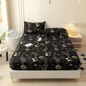 Large Bed Sheet Set - Floral Microfiber, Deep Pocket Elastic Edge, Anti-Shrink & Fade, Includes 1 Duvet Cover + 2 Pillowcases