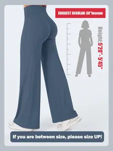 30" Inseam Loose-Fit Casual Straight Leg Yoga Pants for Women (Fits Heights 5'2"–5'4"), High-Waisted Stretchy Buttery Soft Athleisure Style Bottoms for Gym, Workouts and Yoga, No-Front-Seam Design