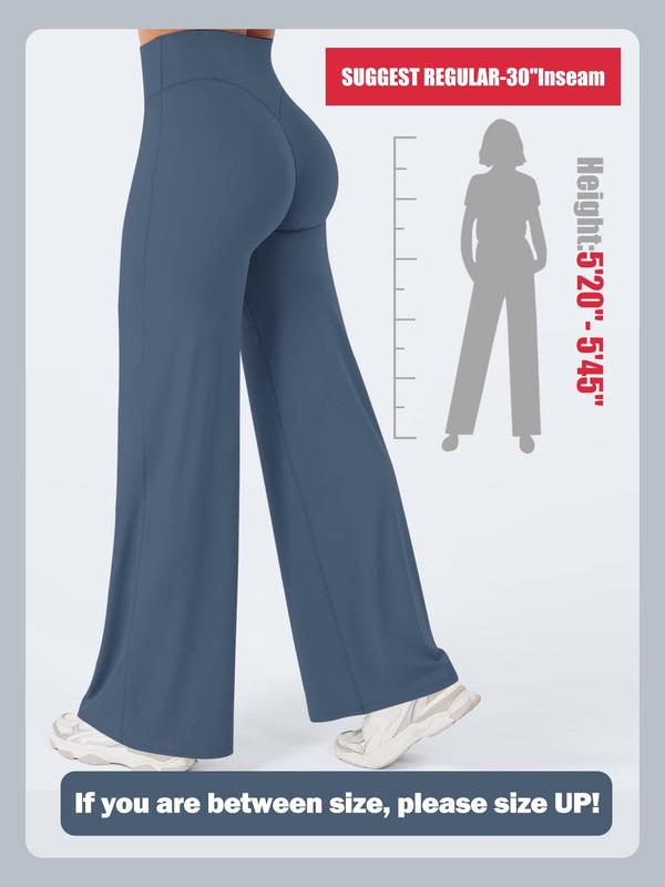 30" Inseam Loose-Fit Casual Straight Leg Yoga Pants for Women (Fits Heights 5'2"–5'4"), High-Waisted Stretchy Buttery Soft Athleisure Style Bottoms for Gym, Workouts and Yoga, No-Front-Seam Design