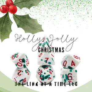 [HOLLY JOLLY CHRISTMAS] FULL 7PC SET OF ACRYLIC DICE
