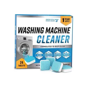 Washing Machine Cleaner and Descaler 24-Pack | Deep Cleaning Tablets for HE Front Loader & Top Load Washer | Odor Deodorizer for Inside Drum, Pump and Laundry Rubber Seal