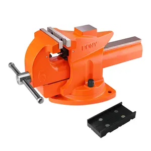 #JumpstartSale PONY Heavy Duty Bench Vise, 5-inch Jaw Width 7-inch Jaw Opening, 360-Degree Swivel Base with Anvil, Utility Combination Pipe Home Vise for Woodworking, One-Pair Vise Jaw Pad Included