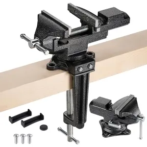Dual-Purpose Combined Universal Vise 360 ° Swivel Base Work,Multi-Purpose Bench Vise 3.3", Table Vise with Quick Adjustment, Multi-Jaw, Easy Adjustment for Woodworking, Metalworking,Cutting Conduit