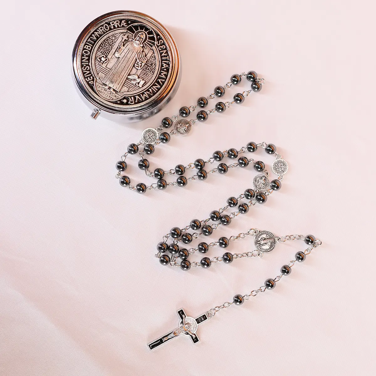 Rosary Beads Catholic for Women - Rosary Necklace for Women with Metal box - Medal Cross Saint Benedict Rosary for Men - Rosarios Catolicos for Christmas Gift