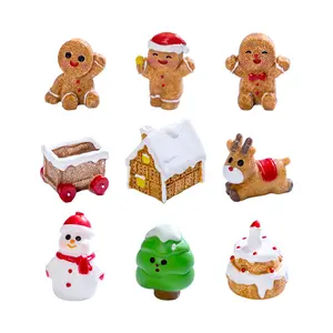 12pcs/22pcs Christmas Mini Figurines Set, Gingerbread Man Snowman House Decorations, DIY Holiday Accessories for Desk Bonsai Office Space, Home Ornaments