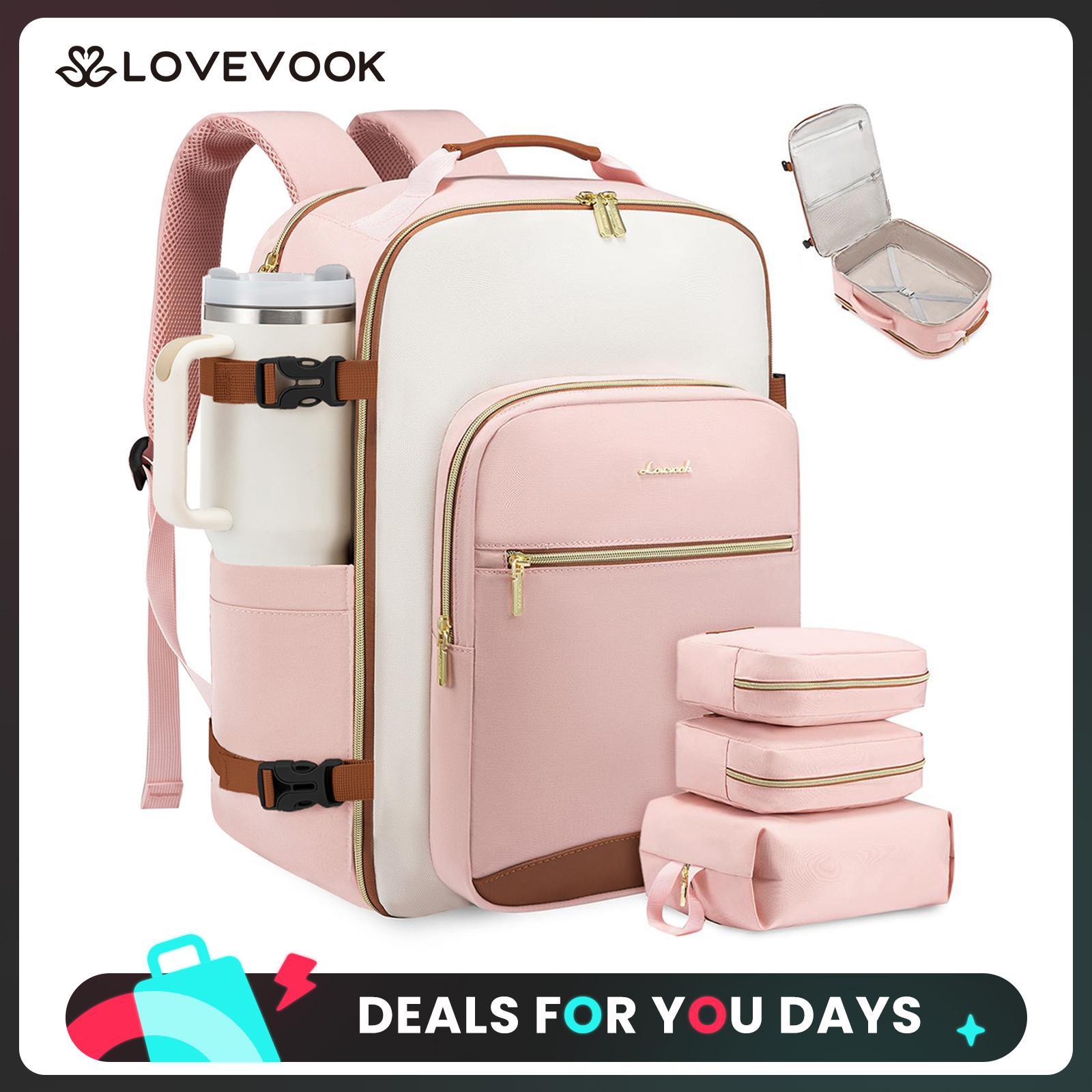 LOVEVOOK Travel Backpack for Women & Men as Personal Item Flight Approved,Large Capacity Carry on Backpack with 3 Packing Cubes and Laptop Compartment,Organized Daypack Stylish Casual Daypack ,Weekender Bag for Hiking,Overnight,DealsForYouDays