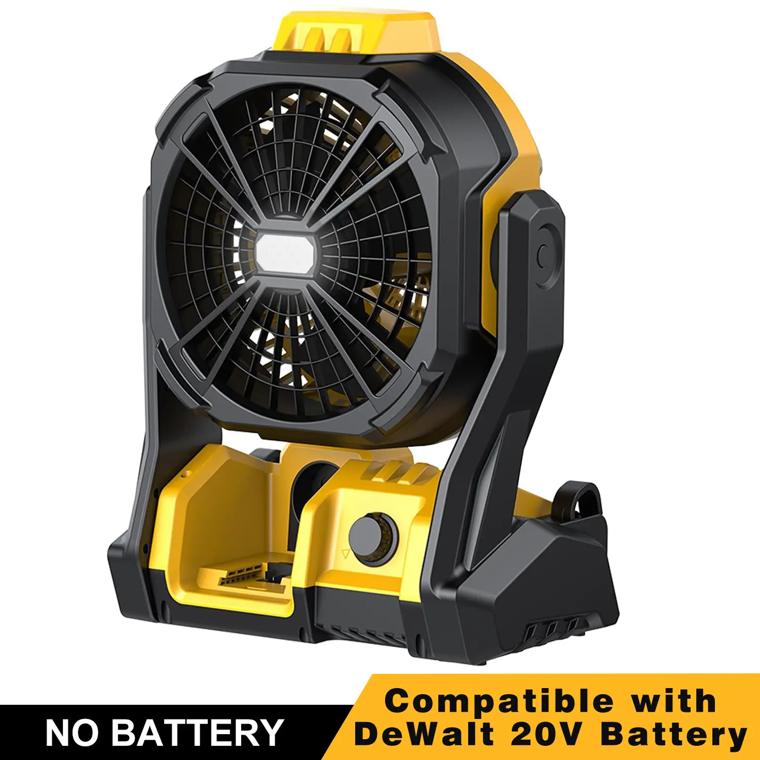 20V Max Cordless Rechargeable Personal Camping Fan for DeWalt Battery - Portable Jobsite Fan with LED Light, 3-Speed, Hanging Hook, USB Charging (Battery Not Included), Rechargeable Personal Fan