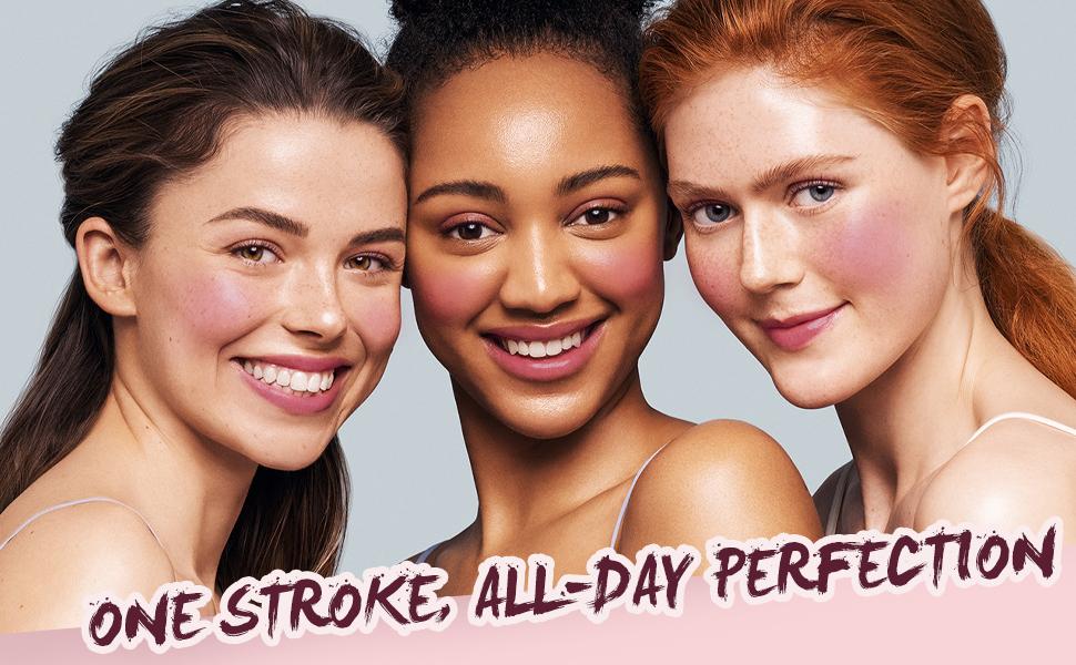 Multi-Use Waterproof Makeup Cream Blush Stick with Brush, 3-in-1 Buildable Blush Stick for Cheeks, Eyes, and Lips, All day wear, Easy Application