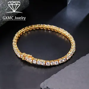 GXMC 18K Gold Plated Tennis Bracelet. CZ Imitation Diamond Color - Fast Bracelet. A Timeless Shining Bracelet Suitable for Both Men and Women FathersDayGift