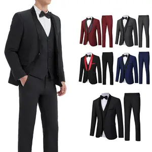 Elegant Three-Piece Men's Suit in British Style with Shawl Collar for Business Banquets Weddings and Other Events Menswear Classic Formal Long Sleeve Plain Fashion Set