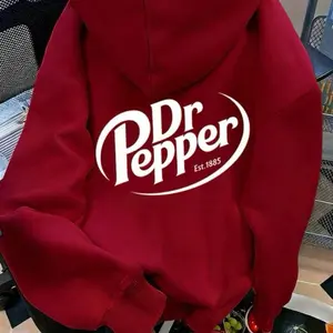 Dr Pepper Brand Red Hoodie with Classic Logo Est 1885 Comfortable Casual Wear