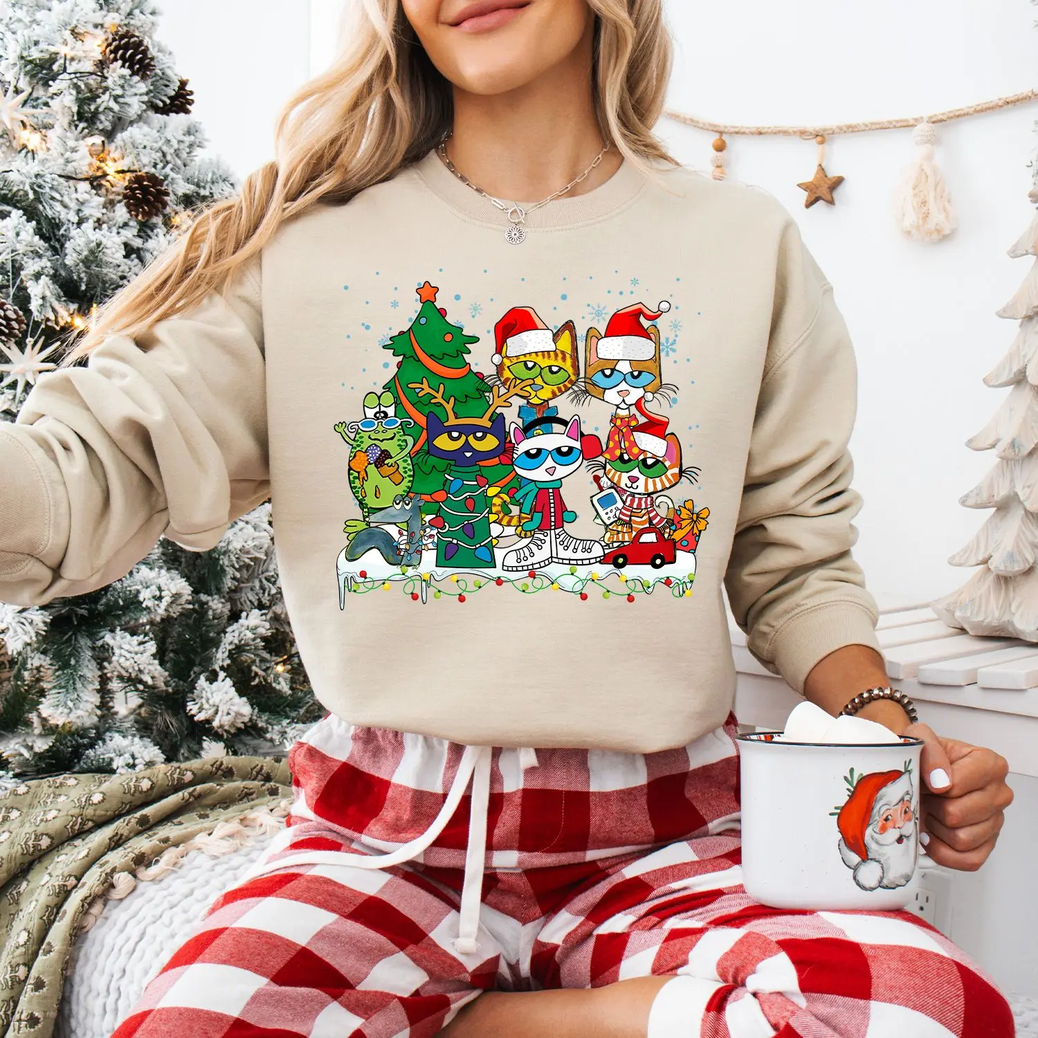 Pete The Cat Christmas Sweatshirt, Pete The Cat Teacher Christmas Shirt, Pete The Cat Making Friends And Memories Tee, Read More Book Shirt, Xmas Gift For Teacher OW