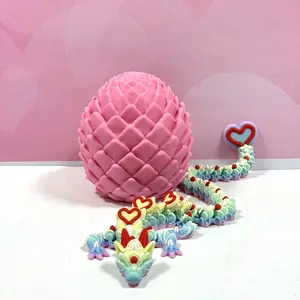 3D Printed Dragon with Egg, Articulated Rainbow Love Dragon, 12 Inches Fidget ADHD Autism Toy, Executive Desk Toy D092-PE