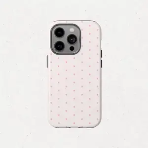 Polka Dot Pink Tough Phone Case, Heavy Duty Shockproof Protective Cover for iPhone 11 12 13 14 15 16 17 Pro Max Plus