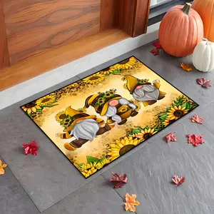 [1pc Autumn Sunflower Mat] 1pc Exquisite Autumn Sunflower Gnome Door Mat | Washable, Suitable for Indoor and Outdoor Decoration, Sunflower Print Doormat, Perfect for Autumn Holiday Gift