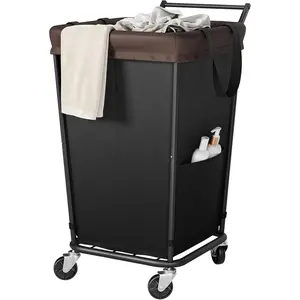 160L Laundry Hamper with Wheels and Handle, 2-Section Rolling Hamper for Laundry, Large Laundry Basket with Wheels, Rolling Laundry Basket Clothes Hamper for , Bathroom and Dorm(Black)