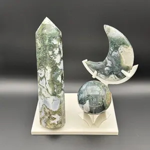 3-in-1 Crystal Display Stand | Tower, Sphere & Moon Holder