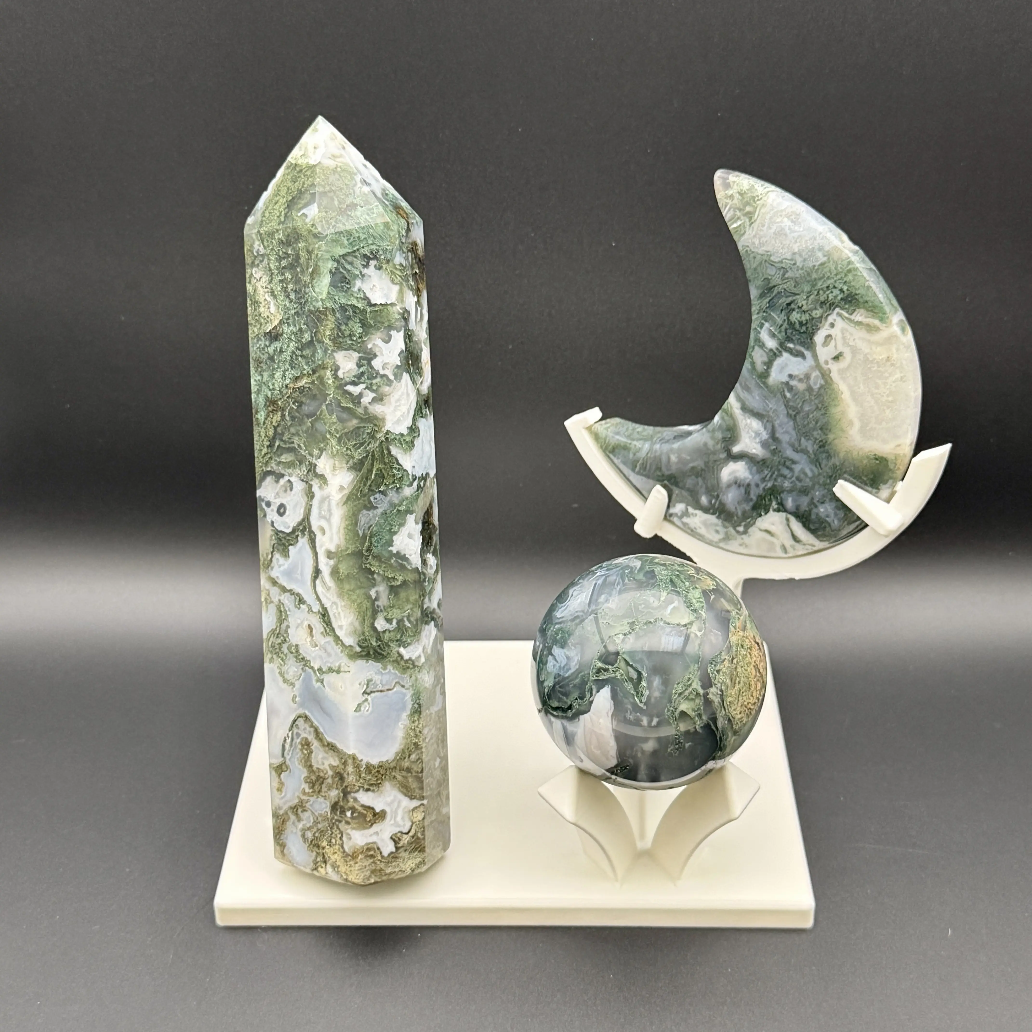 3-in-1 Crystal Display Stand | Tower, Sphere & Moon Holder | 3D Printed