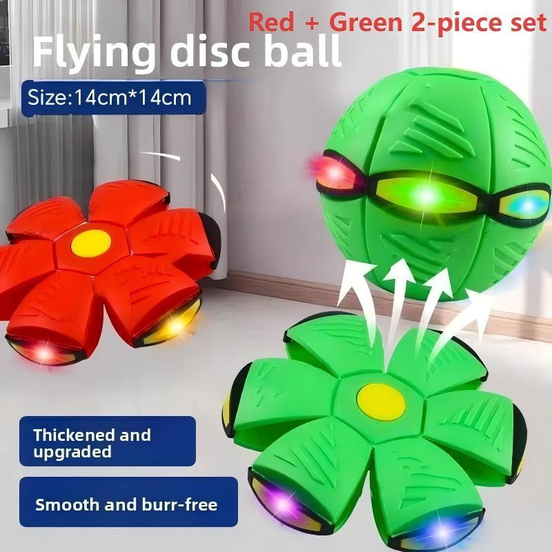LibLibai Optional 2-piece Flying Saucer Deformation Ball Set - Bouncy & Stomp Balls with Transforming Disc - 14cm Thickened Upgrade for Outdoor Play - Educational Parent-Child Interaction Toy - Ideal Christmas Gift