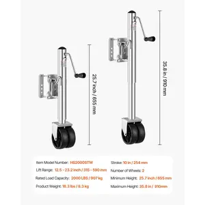 VEVOR Trailer Jack with Wheel, 2000 lbs Load Capacity, Heavy Duty Swivel Boat Trailer Jack with PP Single Wheel Ergonomic Handle, 12-inch Lift, Fit for RVs, Boats, Horse Trailers, Utility Trailers