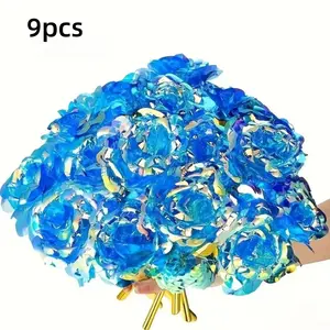 9-Piece Artificial Rose Flowers, No Maintenance High-End Decoration, Mother's Day Valentine's Wedding Gift, Realistic Fake Flowers