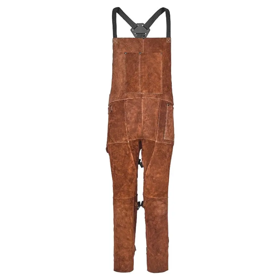 【Summerfinds】 VEVOR Leather Welding Apron Split Leg, Heavy Duty Cowhide Flame Resistant Welding Pants for Men Women, Heat-Resistant Safety Apron with 3 Pockets for Woodworking, Gardening, Blacksmithing, L-Size, Overallsdealsforyoudays