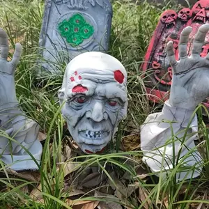 Halloween Zombie Stakes Set, Scary Zombie Lawn Stakes with Face & Arms, Outdoor Party Prop Decor for Graveyard Scenes
