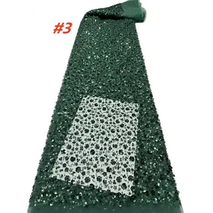 High-Quality African Beaded Fabric, Nigerian Sequins & Pearls Lace, French Chiffon Material for Party Dresses Sewing