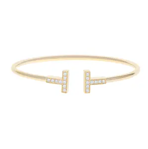Pre-owned Tiffany & Co. T Wire Diamond Cuff Medium Bracelet