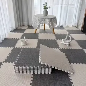 20-Piece Linen Patchwork Rug Set, Interlocking, Washable, Durable, Ideal for Bedroom, Living Room, Balcony, Office, 59.05x47.24 Inches