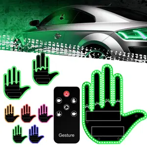 MTX car gesture decorative light, ambient lighting, LED gesture light, suitable for road rage patients, remote control four modes of fun finger light. (1 pack) Car Truck Supplies