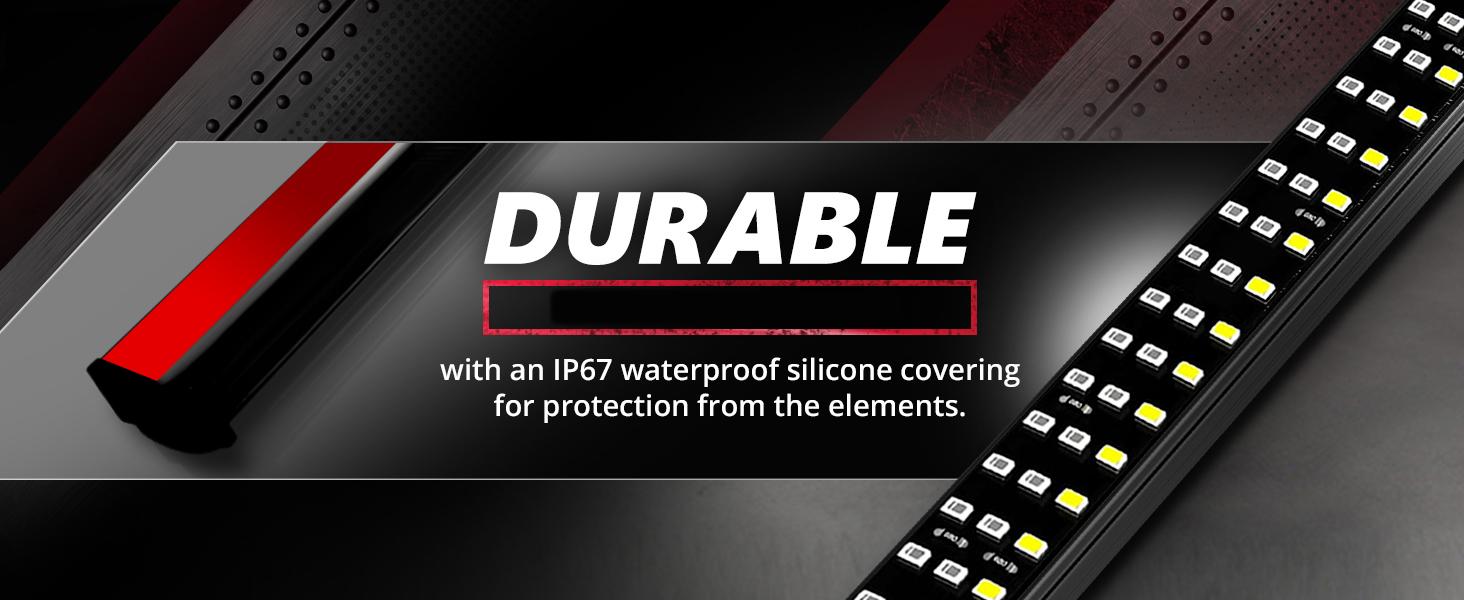 DIBMS 60 Inch Triple Row LED Tailgate Light Bar, Waterproof, 12V DC, Full Function Brake, Reverse, Amber Turn Signal, Universal Fit for Pickup, Trailer, SUV, RV, Van,Triple Row LED Work Light Strips, Triple Row Universal LED Tailgate Light Bar