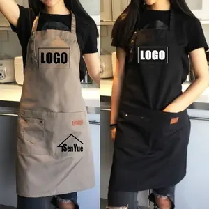 Custom Brand Logo Kitchen Aprons For Woman Men Chef Work  Grill Restaurant Bar Shop Cafes Beauty Nails Studios Custom Uniform