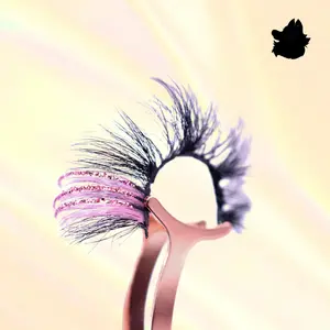 Pink Diva Baby Pink Glitter Colored Wispy Spaced Glue On Lashes Makeup Fluffy