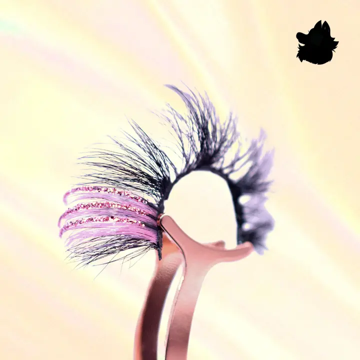 Pink Diva Baby Pink Glitter Colored Wispy Spaced Glue On Lashes Makeup Fluffy