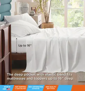 100% Cotton Sheets Queen Size - Soft Percale Sheets, 4 Pieces White Sheet Set, Breathable Cooling Queen Sheets, Cotton Bed Sheets with Deep Pocket Up to 16', Bedding Sheets & Pillowcases