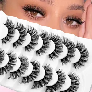 7 Pairs Natural Look False Eyelashes, Exaggerated Style, Realistic Appearance, Fluffy Lashes, CC Curl, Recyclable, Patch Form, Lightweight Natural Eyelashes