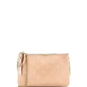 Pre-owned Louis Vuitton Canvas Coated Clutches & Wristlets Double Zip Pochette Monogram Empreinte Leather by Rebag