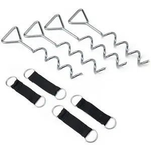 SpaceJump Anchor Kit Heavy Duty Trampoline Stakes Ground Screws Tie Down, Silver