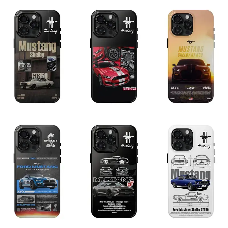 Ford Mustang GT iPhone Case - American Muscle Car Phone Cover - Shockproof Racing Aesthetic Phone Shell Suitable for iPhone17 ProMax /16/15/14/13/12/11 Plus for Samsung phones, suitable for both men and women,
